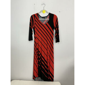 Womans Csc Studio Red Black Maxi Dress 3/4 Sleeve XS